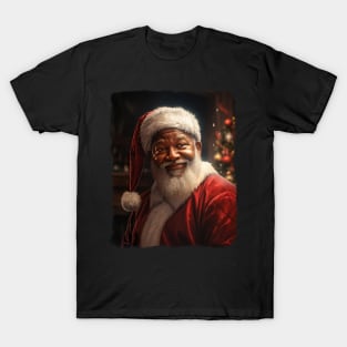 Black Santa realistic T-Shirt